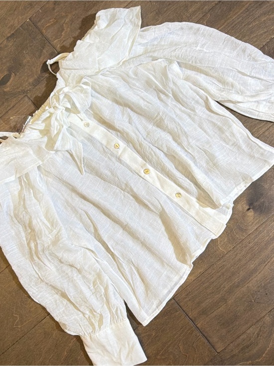 FAVLUX Tops - FAVLUX White Lightweight Gathered Waist Top